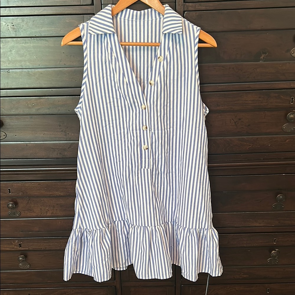Cupshe Blue and White Striped Dress